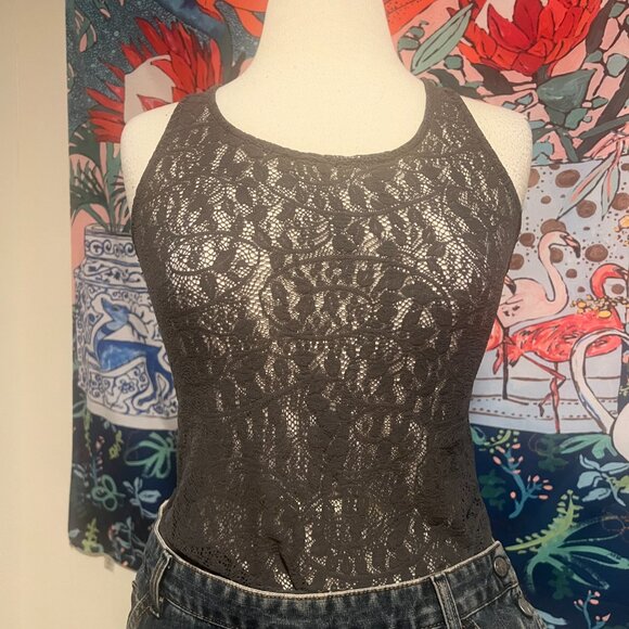 ETAM gray lace top, size medium - Picture 1 of 8